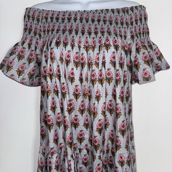 Marea Boho Floral Country Maxi Dress Peasant Purple Smocked Women Small NWT NEW - Picture 2 of 10